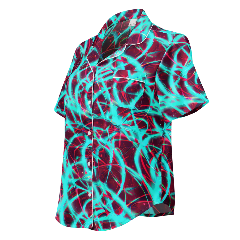 Turquoise Mayhem on Women's Short Sleeve Pajama Top — Left Front