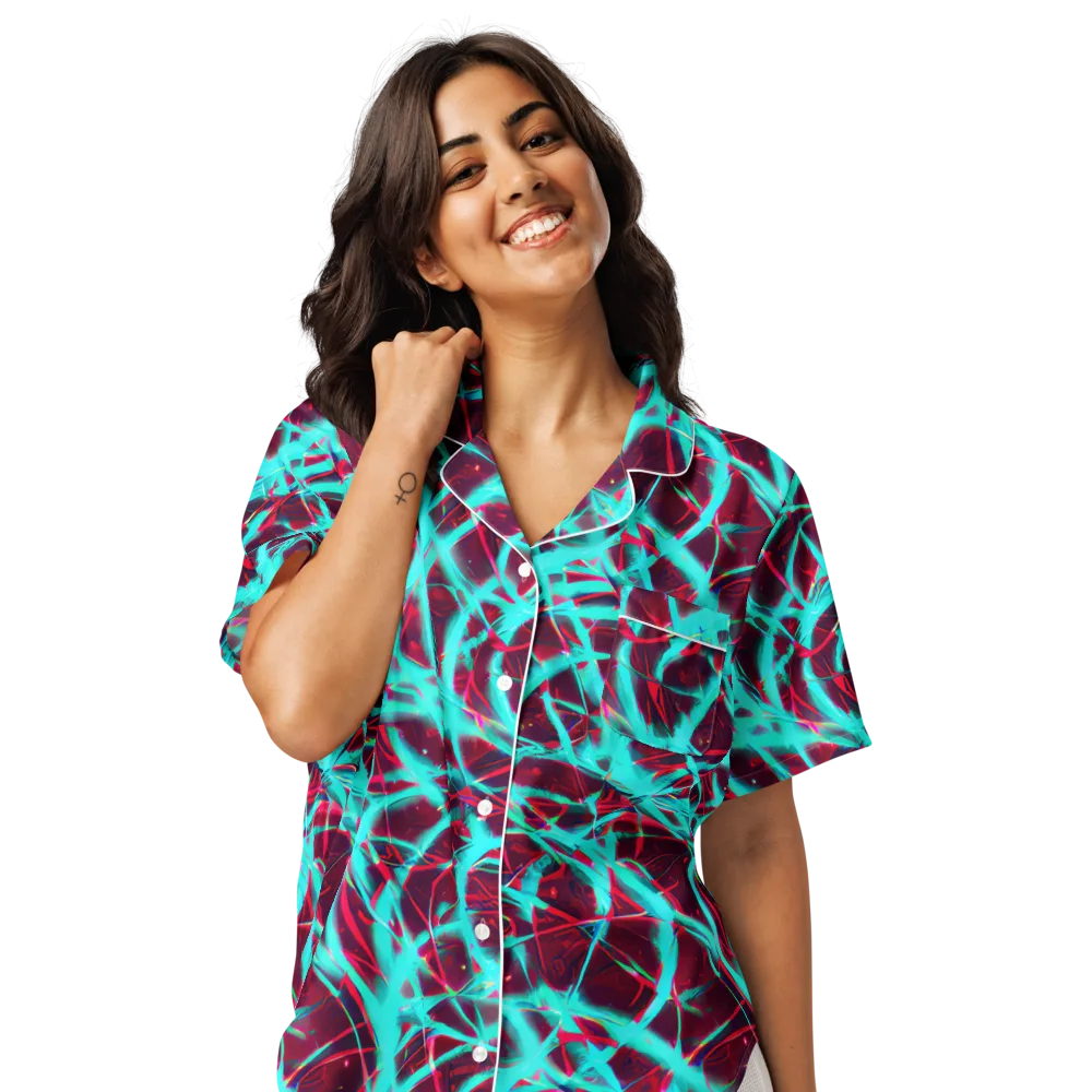 Turquoise Mayhem on Women's Short Sleeve Pajama Top — Front