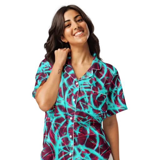 Turquoise Mayhem on a Women's Short Sleeve Pajama Top