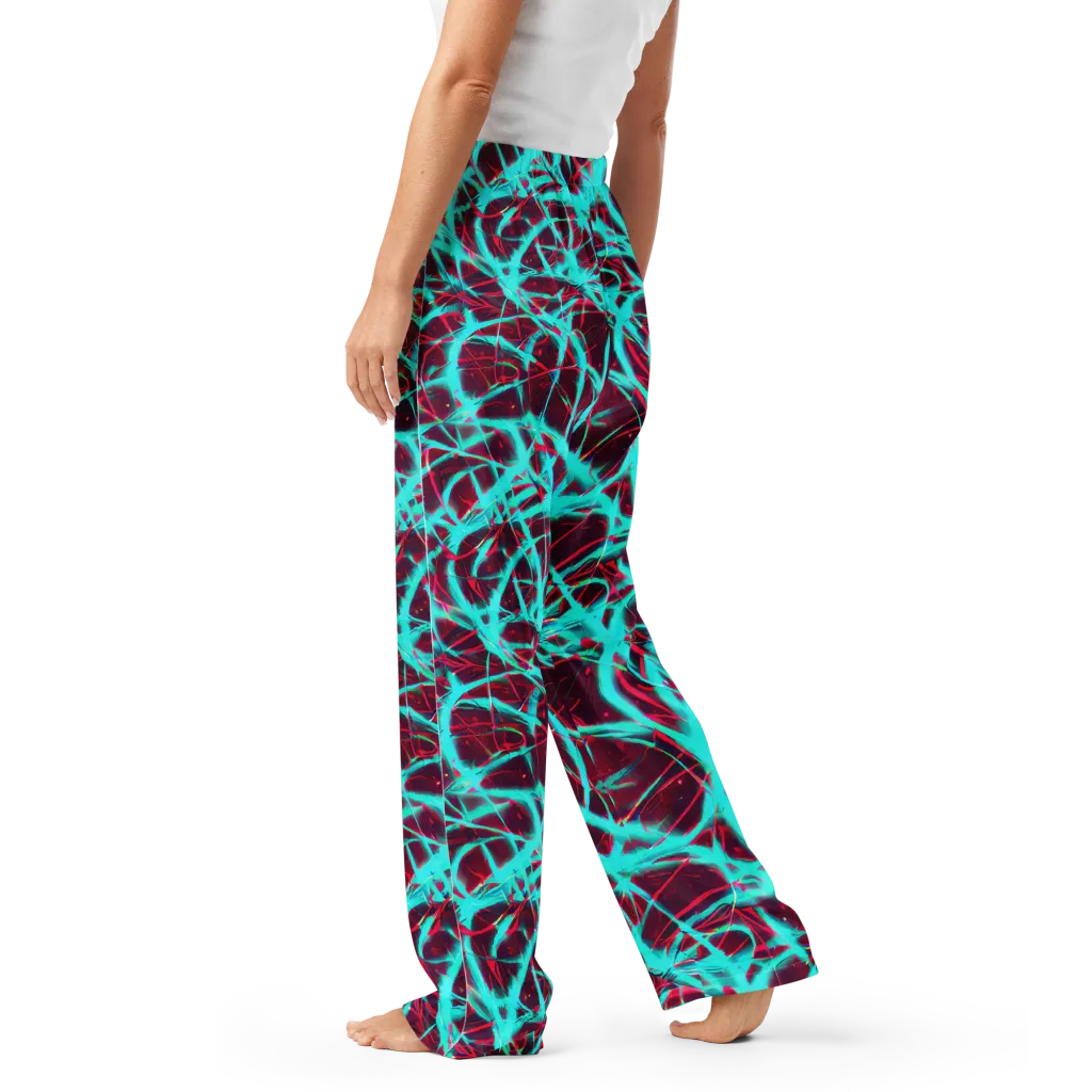 Turquoise Mayhem on Women's Pajama Pants — Left