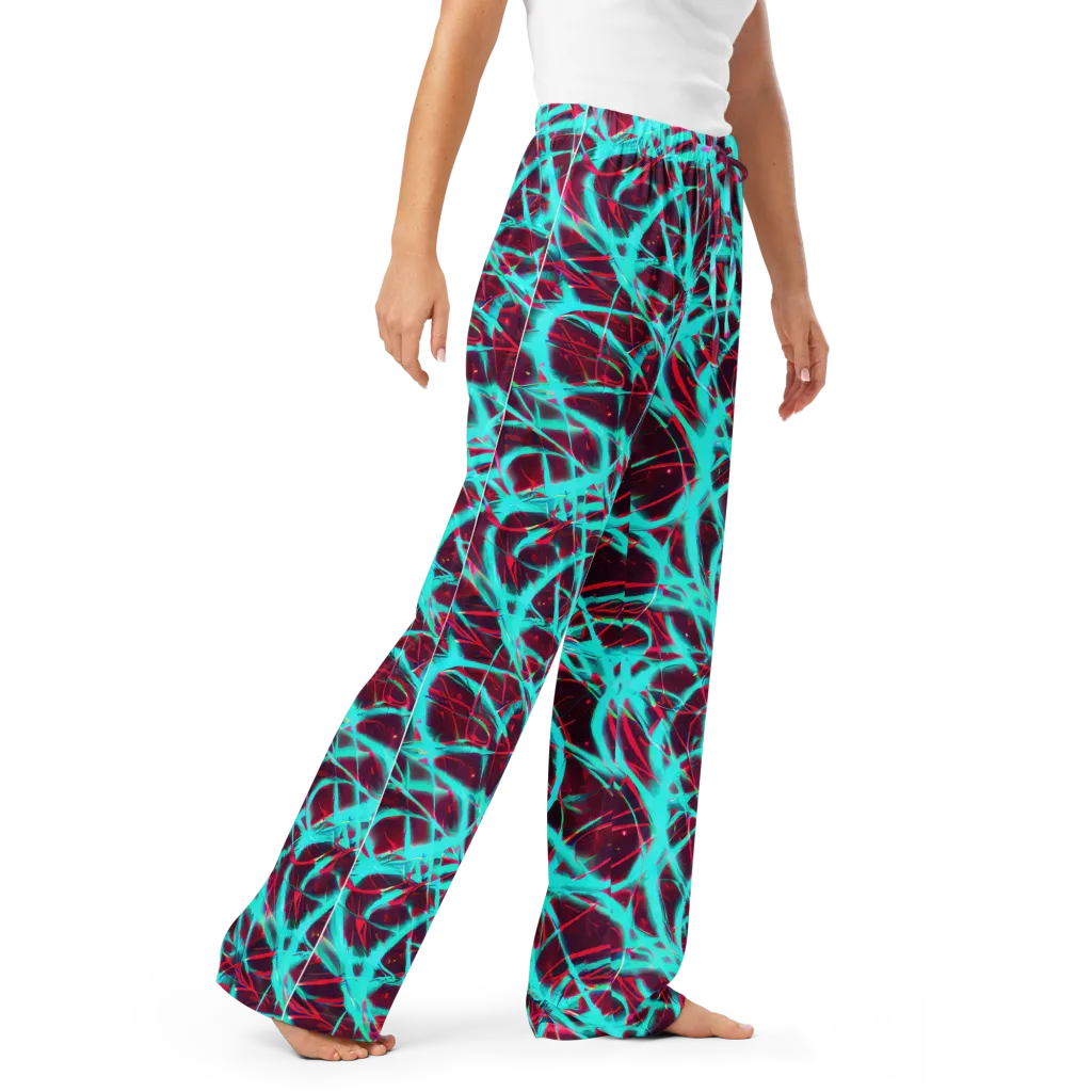 Turquoise Mayhem on Women's Pajama Pants — Right Front