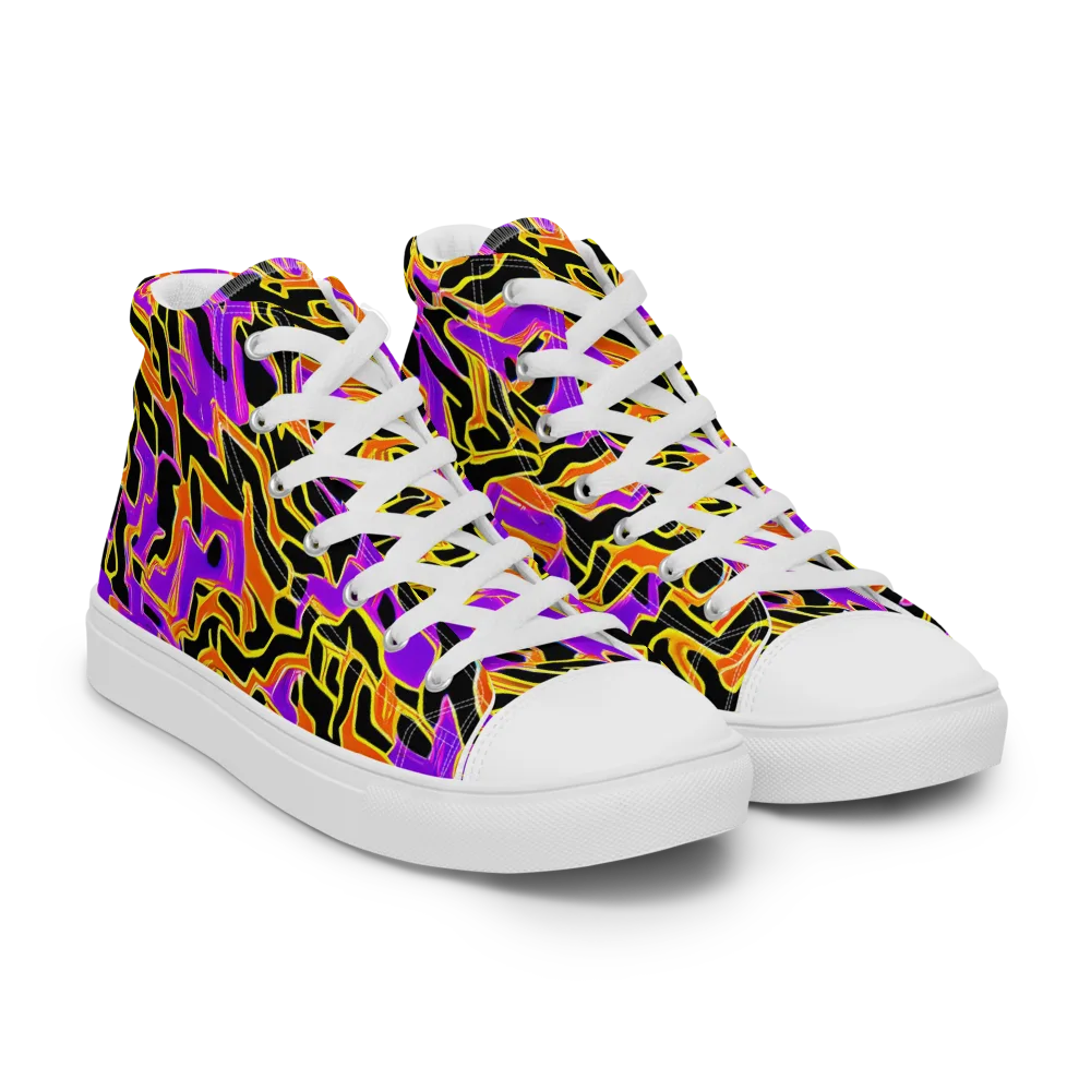 Inferno Pulse on Men's High Top Canvas Shoes — Right Front