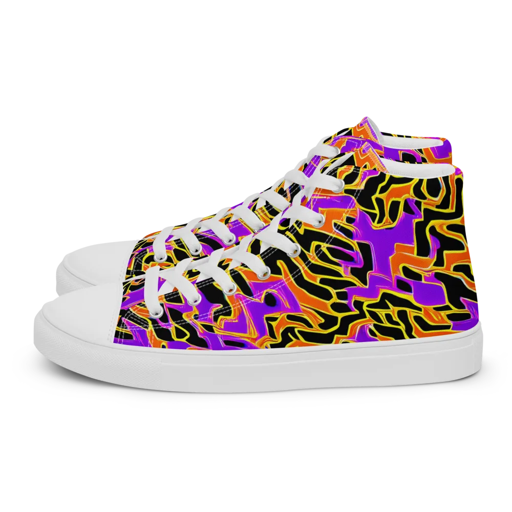 Inferno Pulse on Men's High Top Canvas Shoes — Left