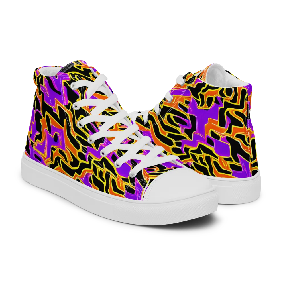 Inferno Pulse on Men's High Top Canvas Shoes — Right
