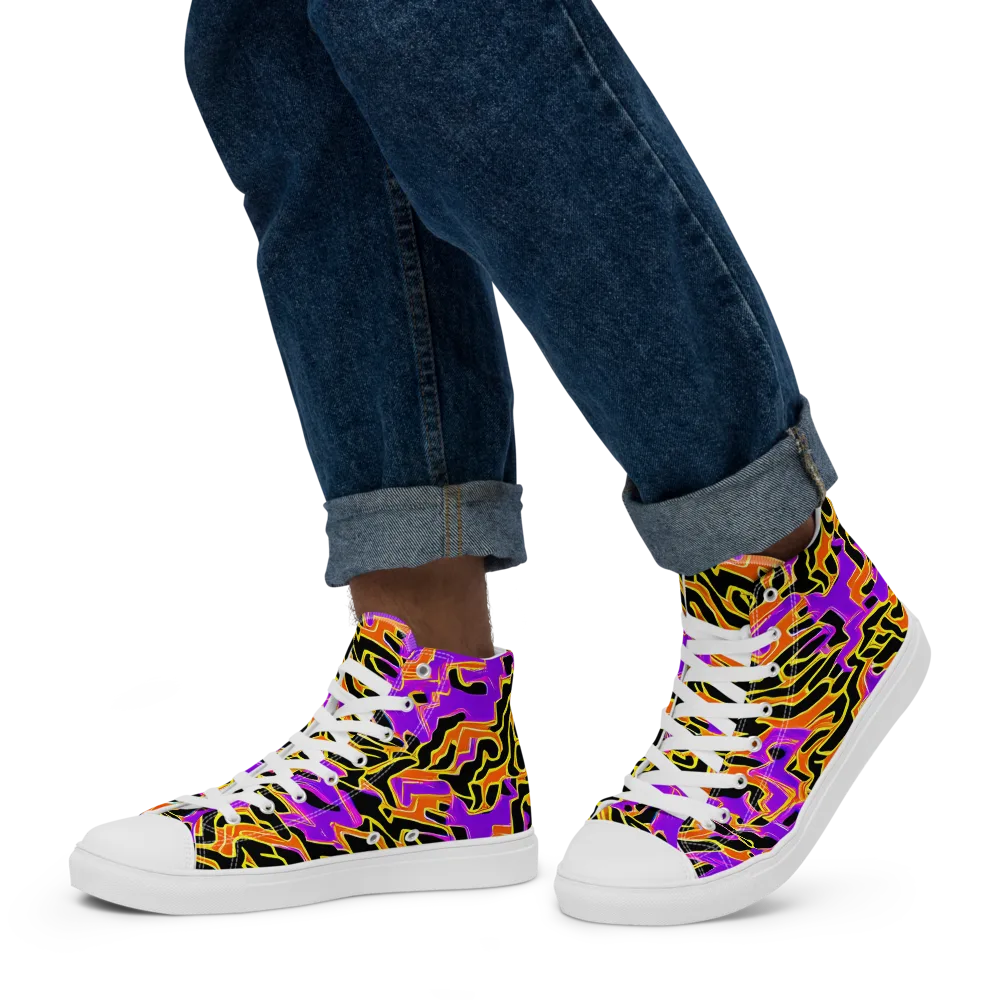 Inferno Pulse on Men's High Top Canvas Shoes — Left