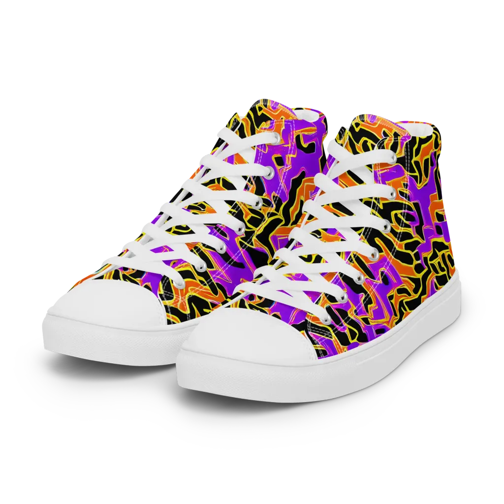 Inferno Pulse on Women's High Top Canvas Shoes — Left Front