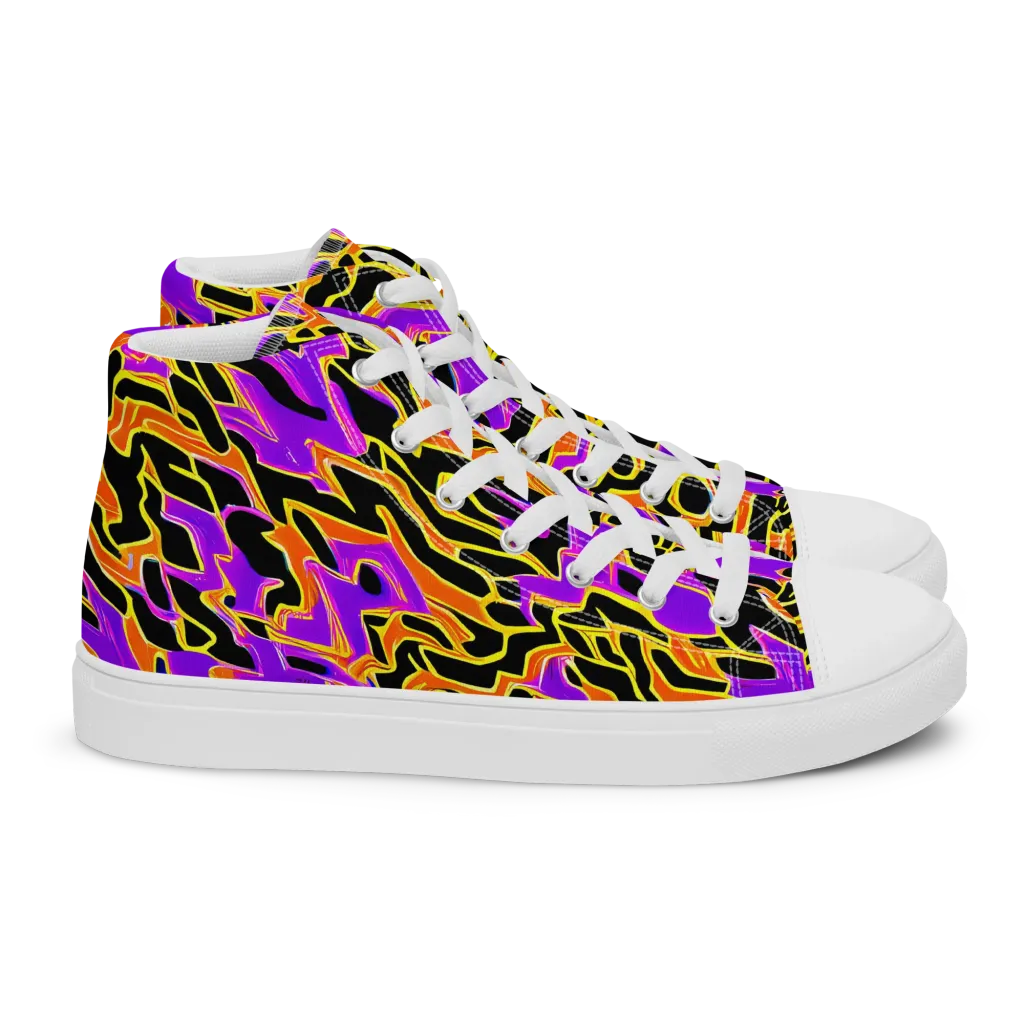 Inferno Pulse on Women's High Top Canvas Shoes — Right