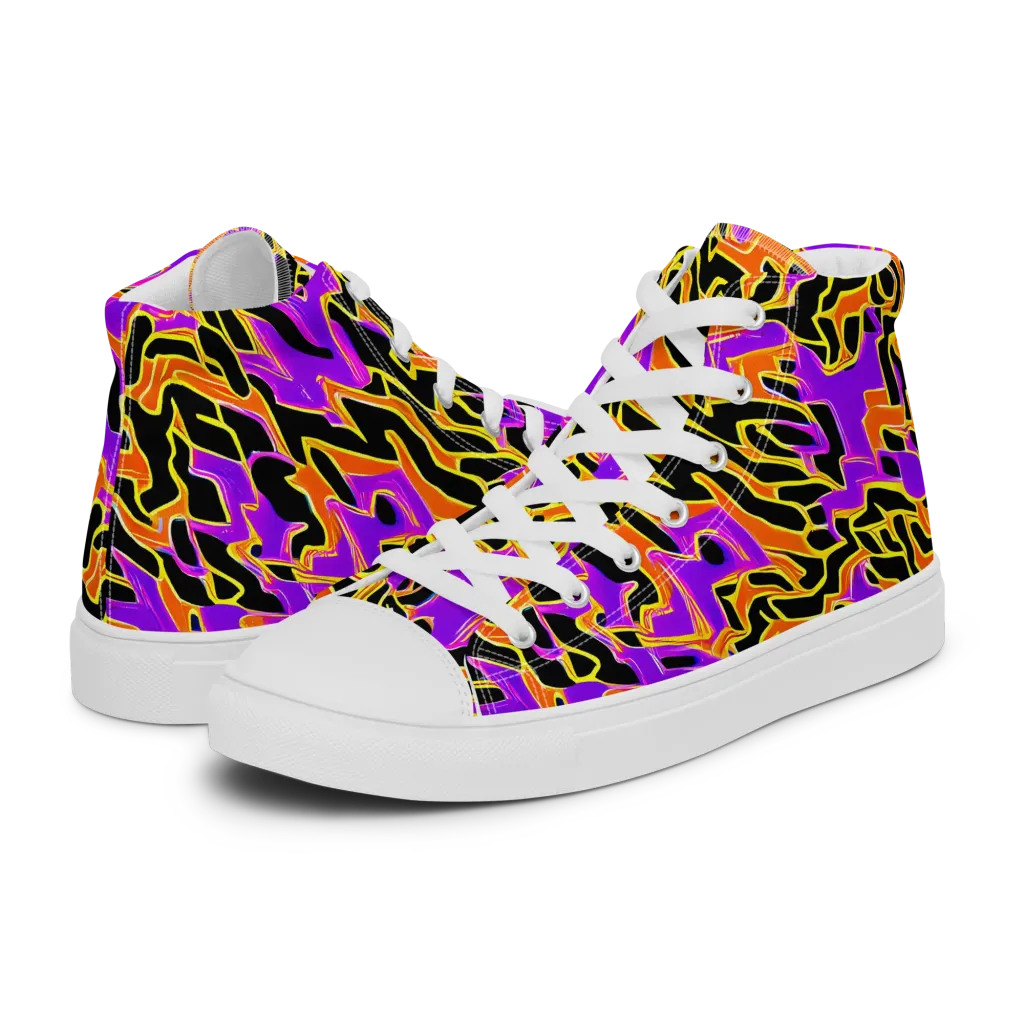 Inferno Pulse on Women's High Top Canvas Shoes — Left