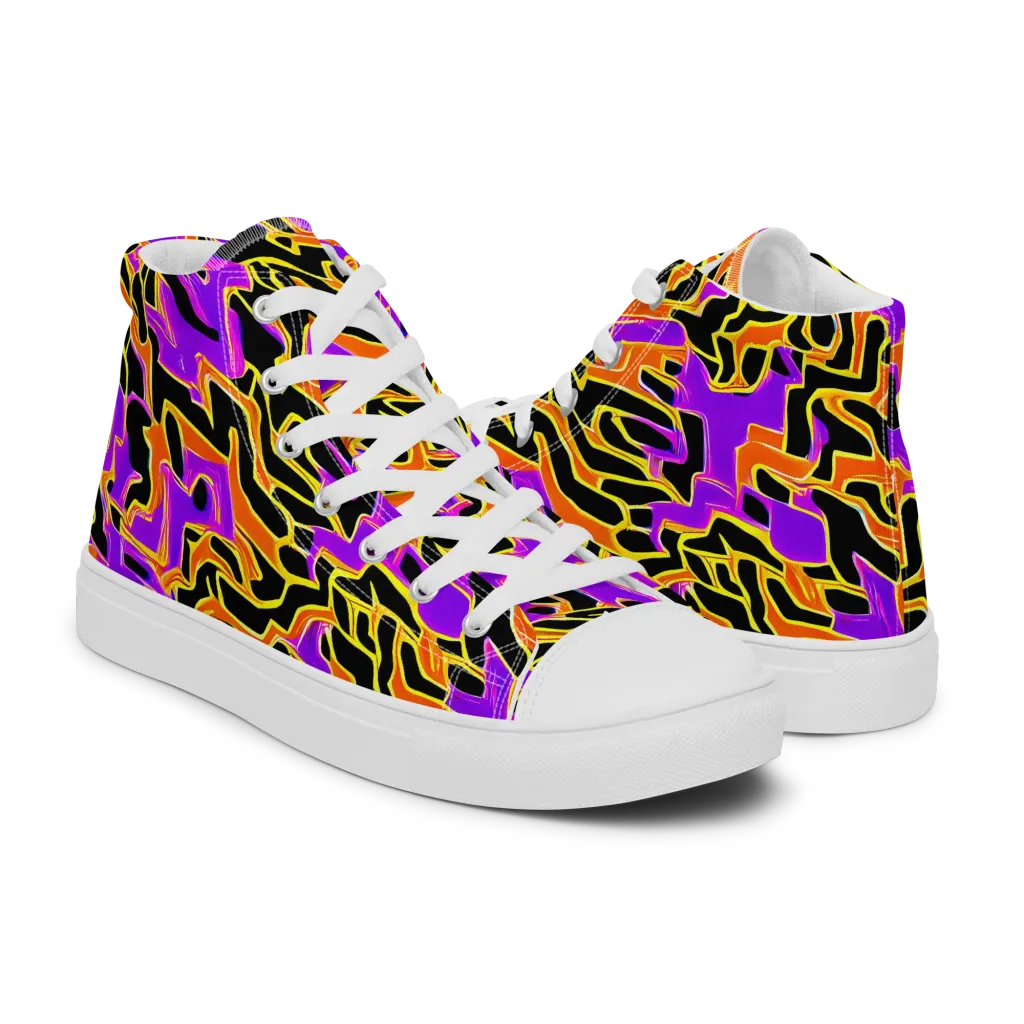 Inferno Pulse on Women's High Top Canvas Shoes — Right