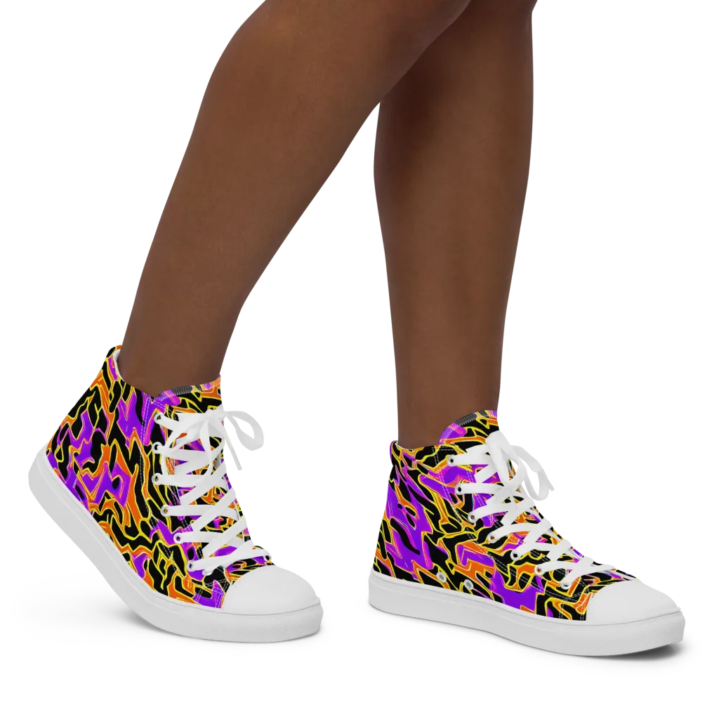 Inferno Pulse on Women's High Top Canvas Shoes — Right