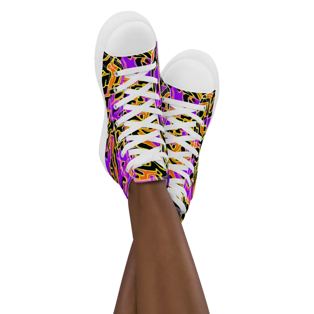 Inferno Pulse on Women's High Top Canvas Shoes — Front