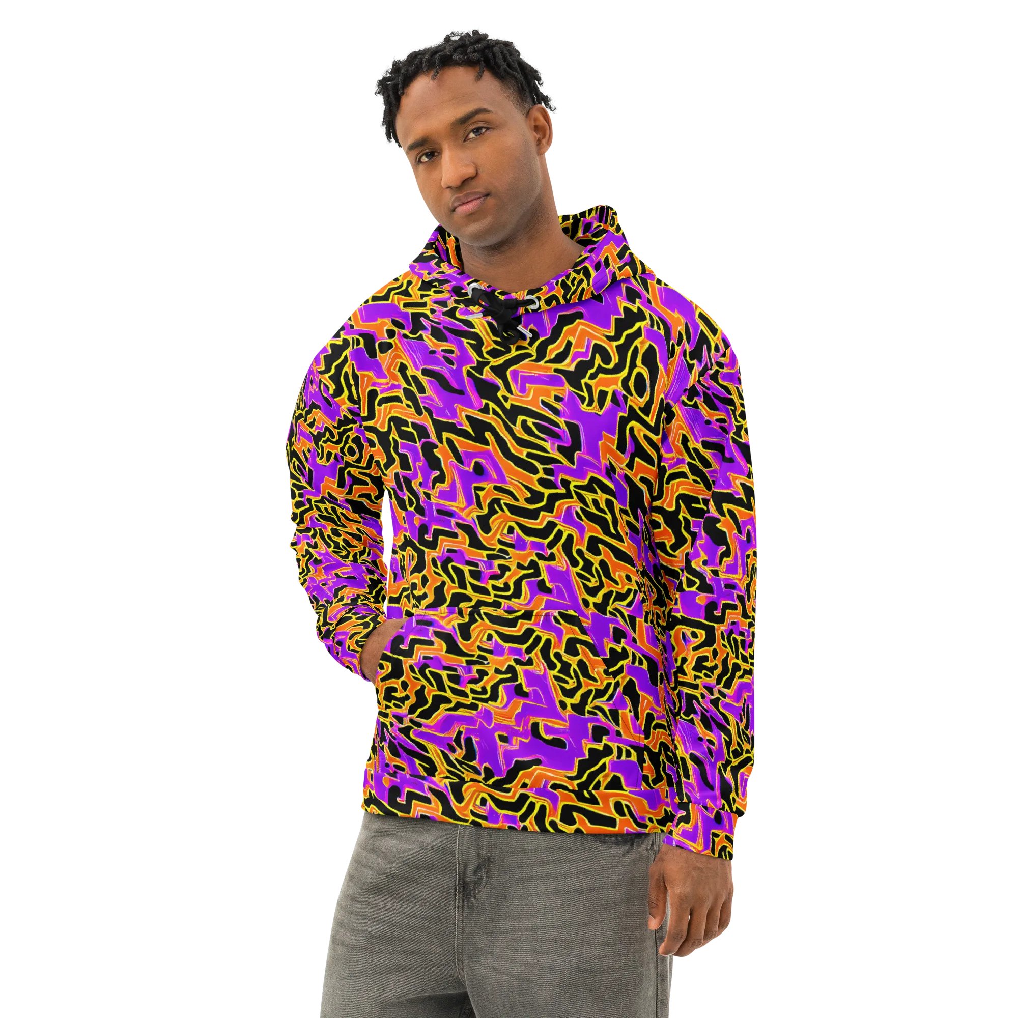 Inferno Pulse on Cotton Hoodie — Left Front