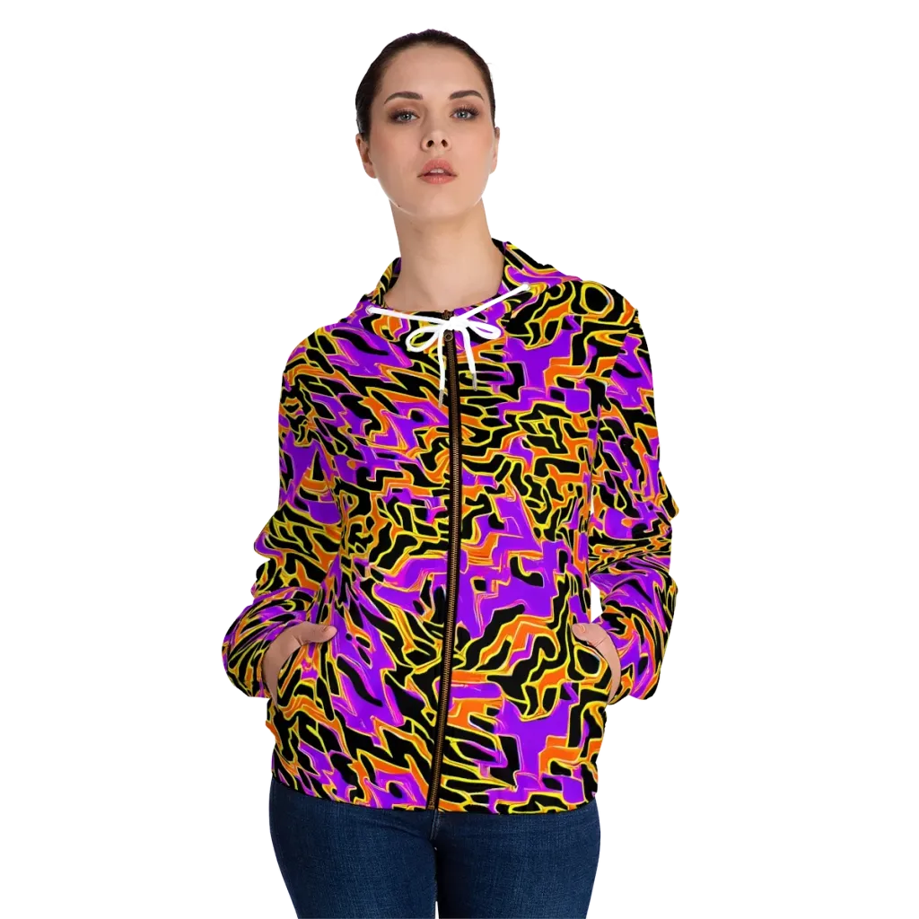 Inferno Pulse on Women's Full-Zip Hoodie — Front On Person