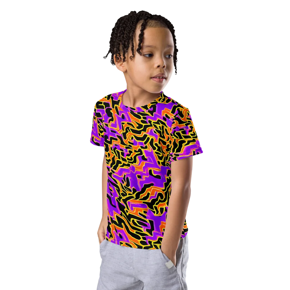 Inferno Pulse on Kids Crew Neck T-Shirt — Left Front