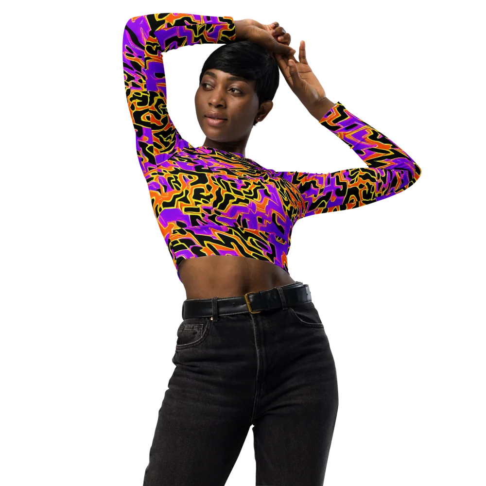 Inferno Pulse on Long Sleeve Crop Top — Front