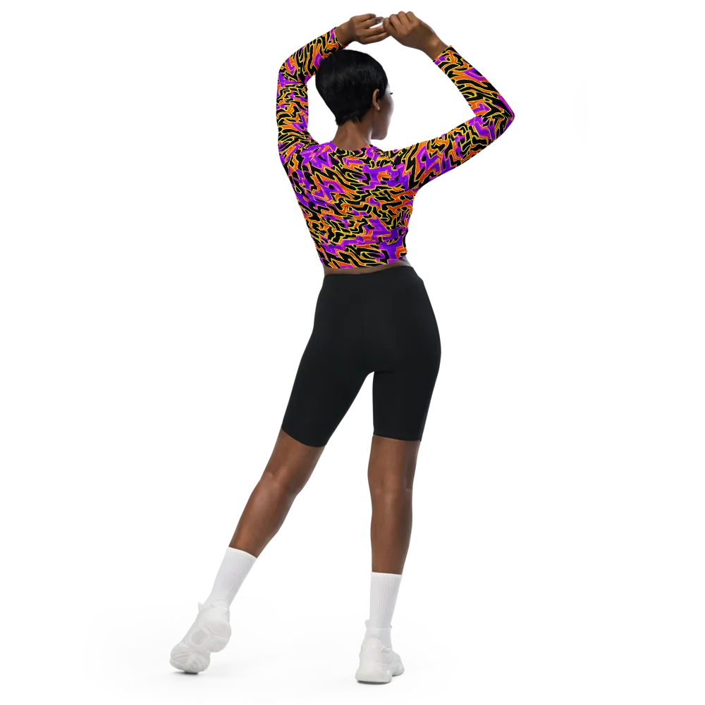 Inferno Pulse on Long Sleeve Crop Top — Back