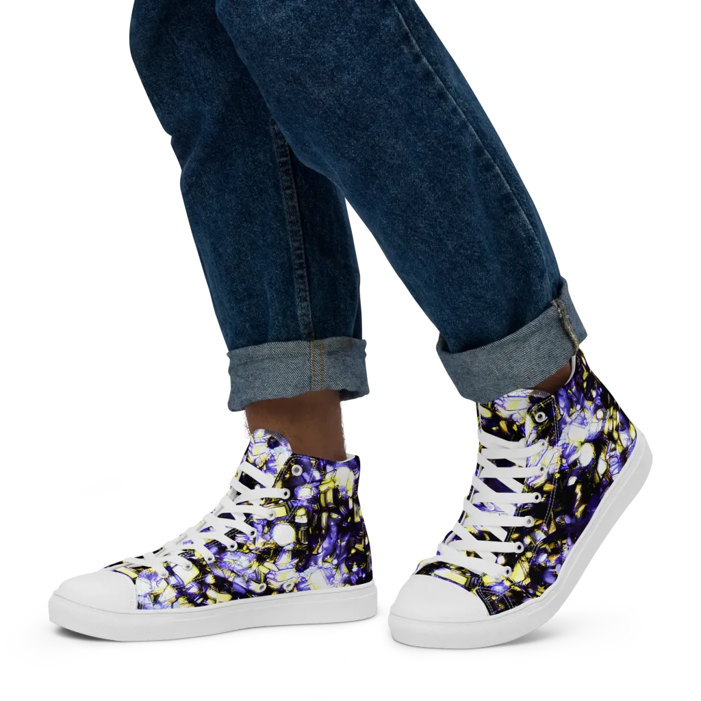 Royal Collision on Men's High Top Canvas Shoes — Left