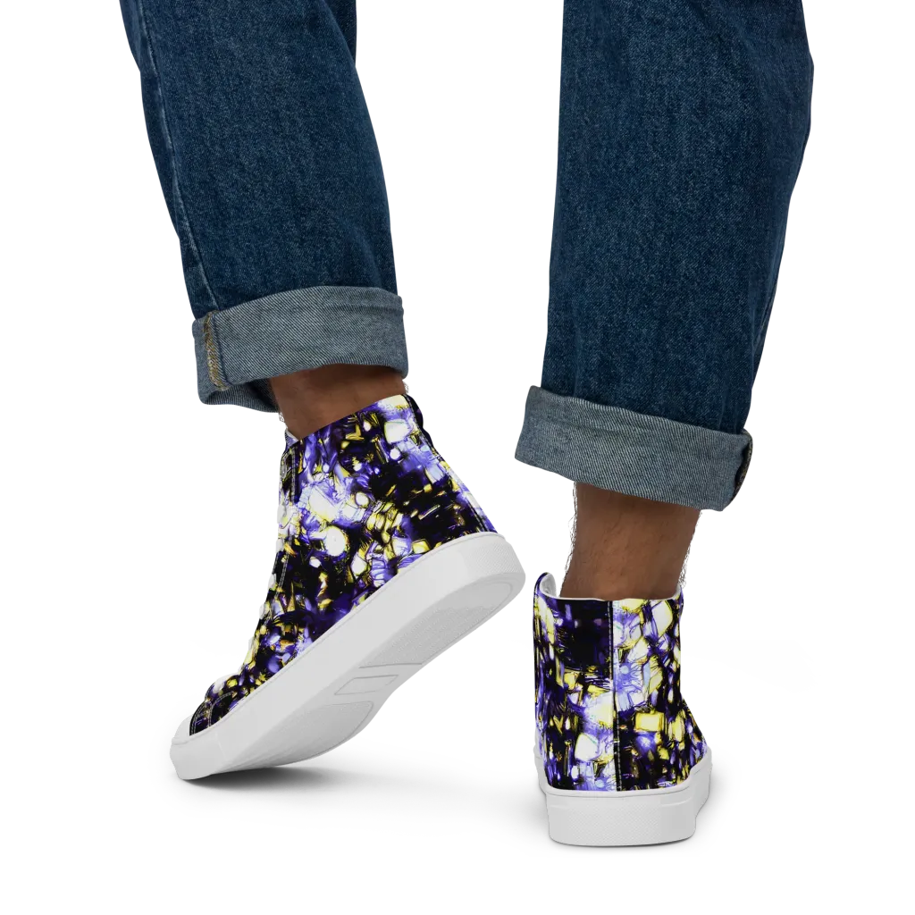 Royal Collision on Men's High Top Canvas Shoes — Back