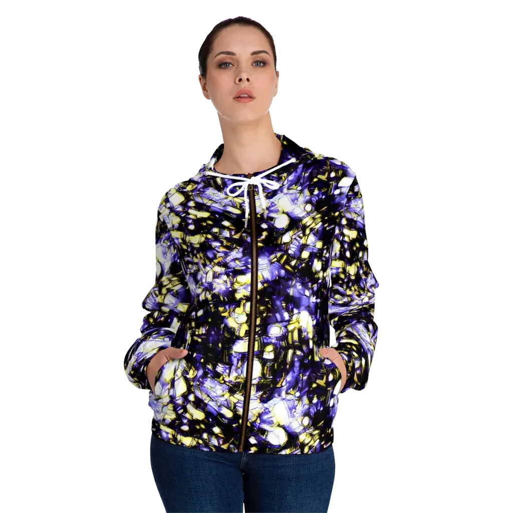 Royal Collision on Women's Full-Zip Hoodie — Front On Person