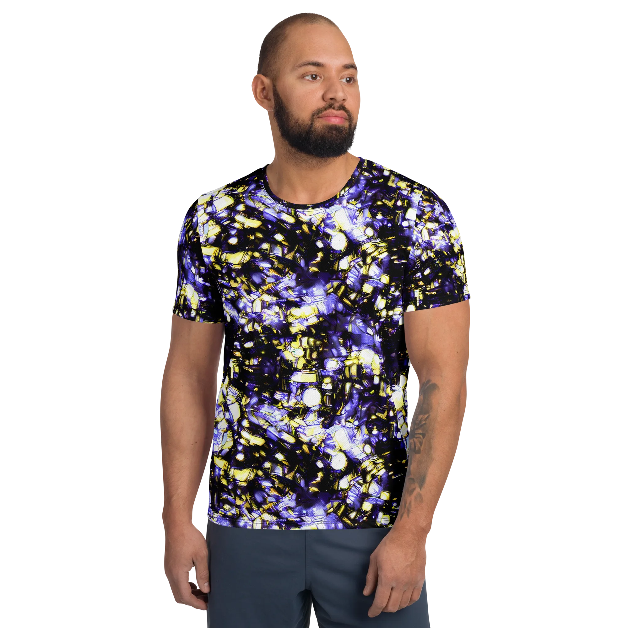 Royal Collision on Men's Athletic T-Shirt — Front