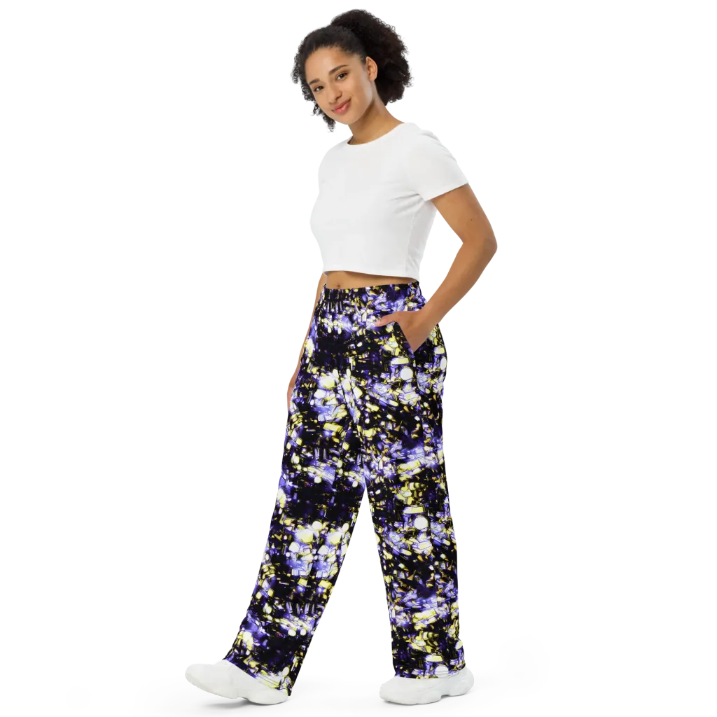 Royal Collision on Wide-Leg Pants — Left Front