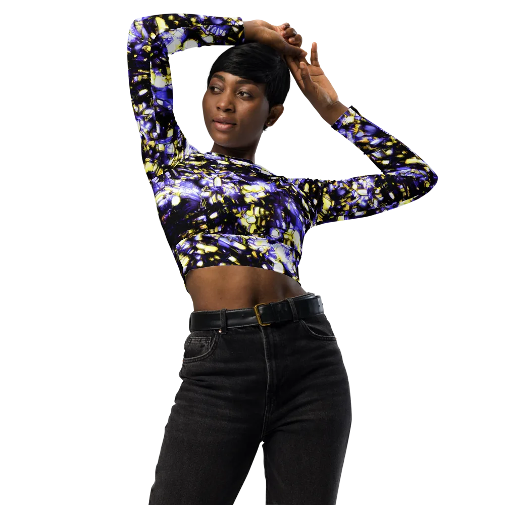 Royal Collision on Long Sleeve Crop Top — Front
