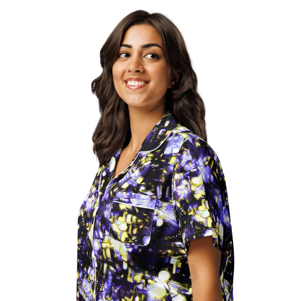 Royal Collision on Women's Short Sleeve Pajama Top — Left Front