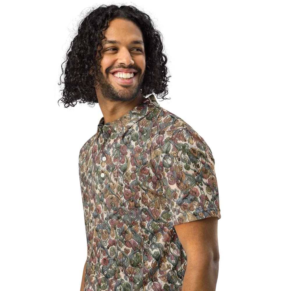 Velvet Herbarium on Men's Slim Fit Polo Shirt — Left Front