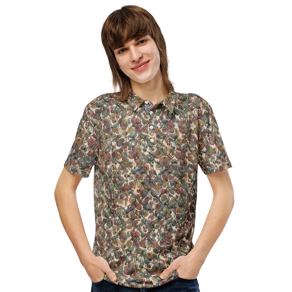 Velvet Herbarium on Men's Slim Fit Polo Shirt — Front