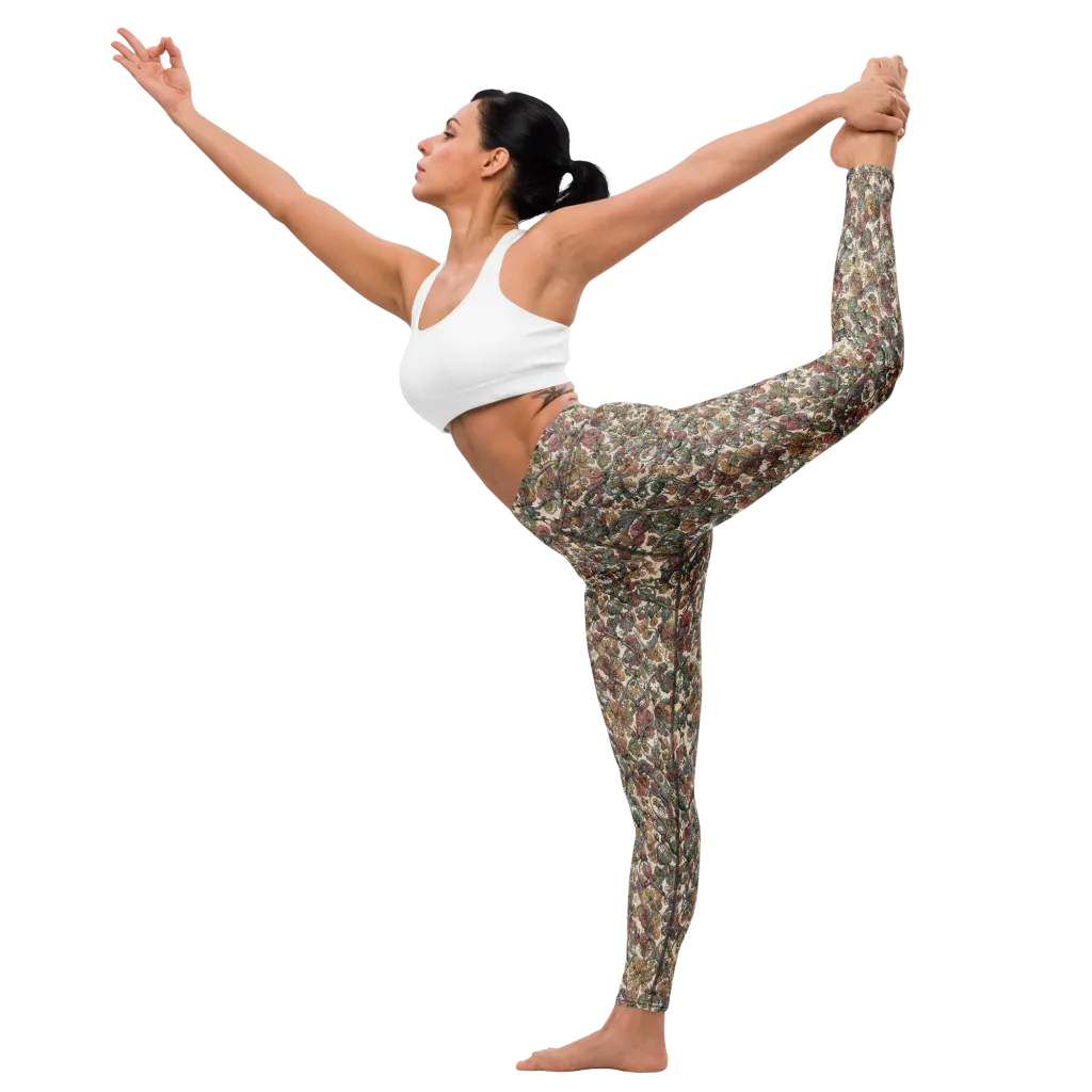 Velvet Herbarium on Yoga Leggings — Left