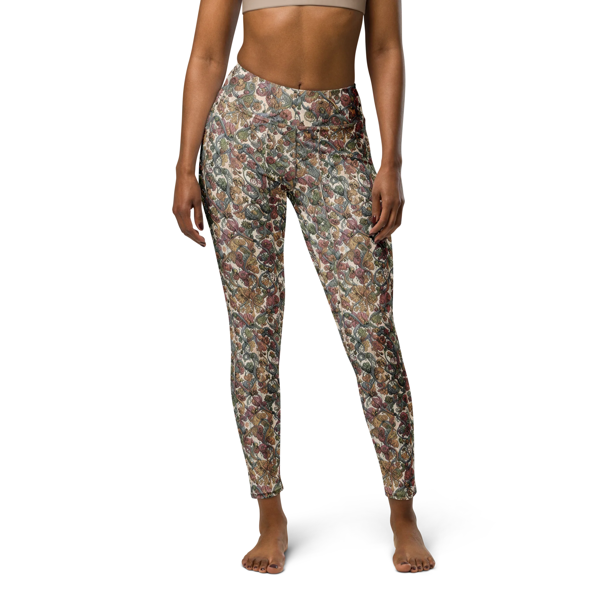 Velvet Herbarium on Yoga Leggings — Front