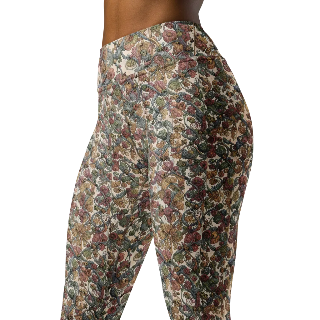 Velvet Herbarium on Yoga Leggings — Left Front