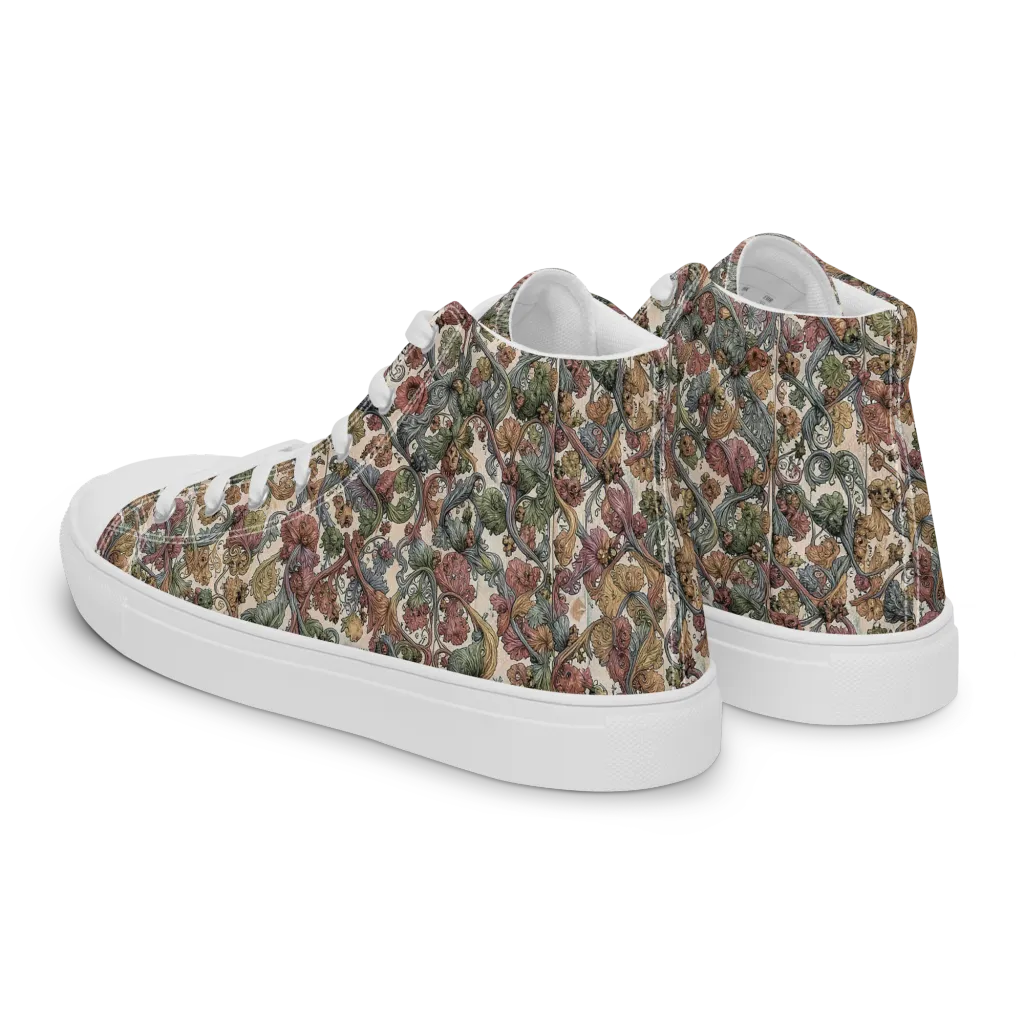 Velvet Herbarium on Men's High Top Canvas Shoes — Left Back