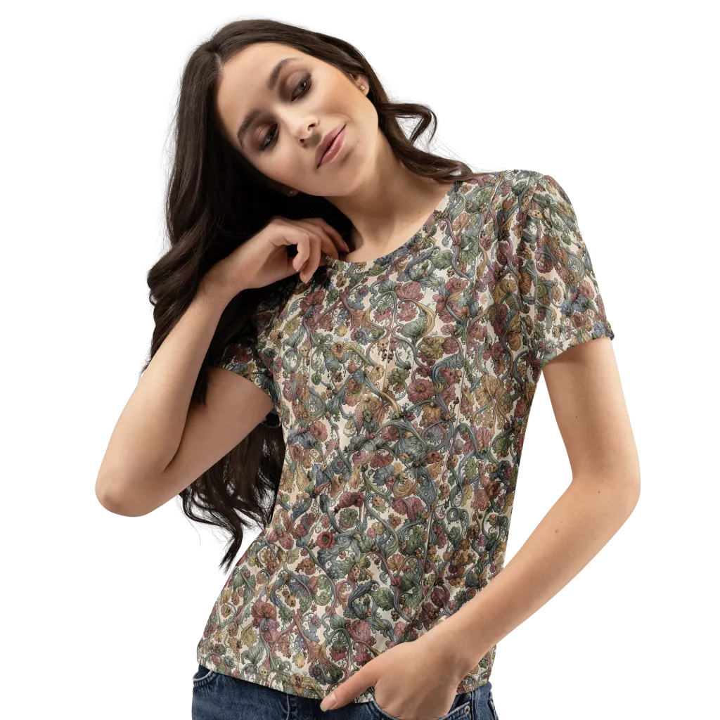 Velvet Herbarium on Women's Crew Neck T-Shirt — Left Front