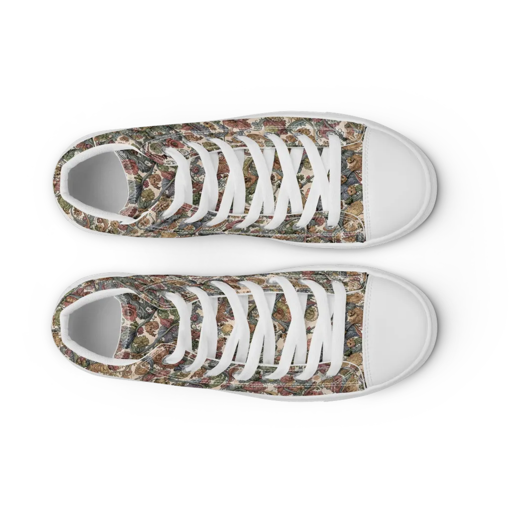 Velvet Herbarium on Women's High Top Canvas Shoes — Front
