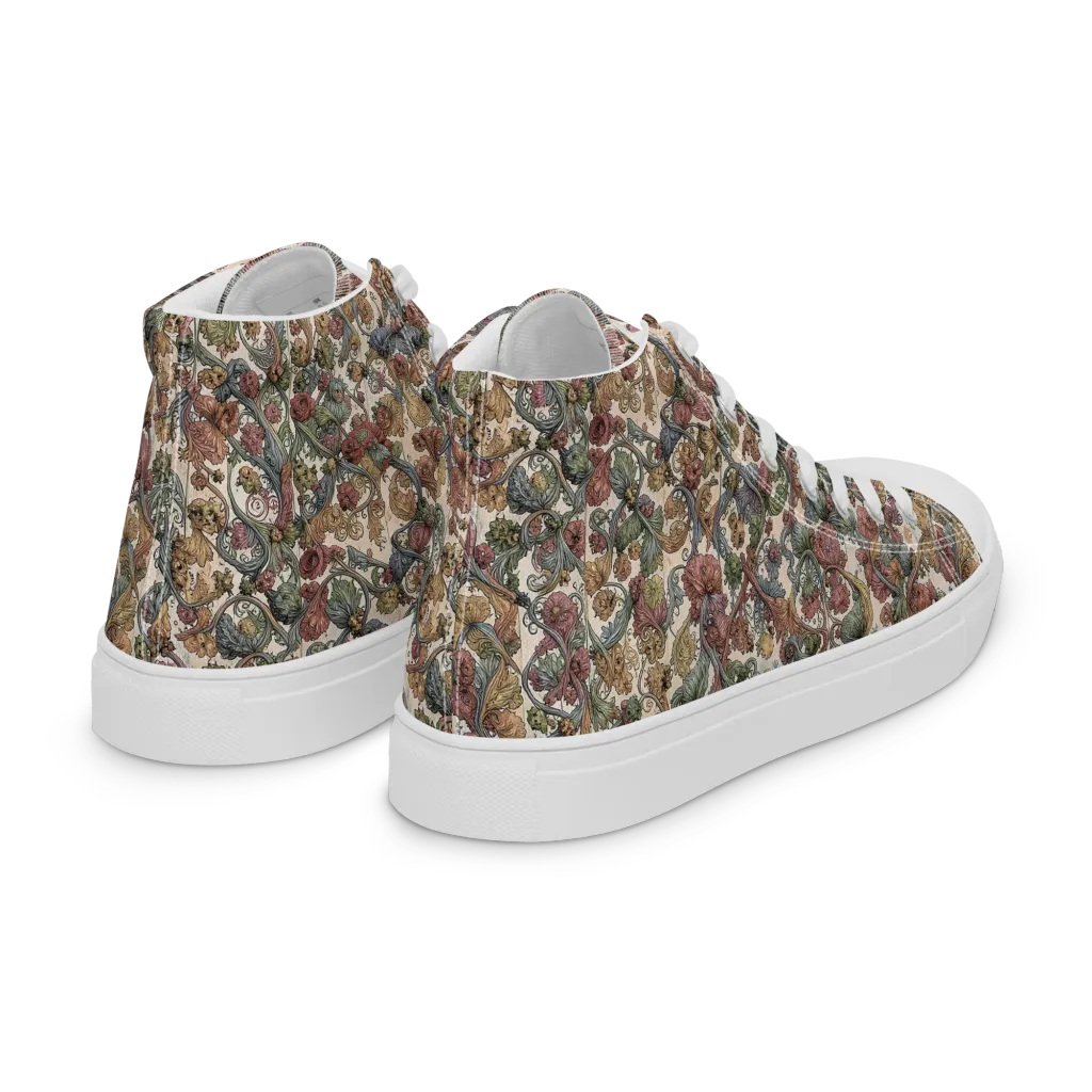 Velvet Herbarium on Women's High Top Canvas Shoes — Right Back
