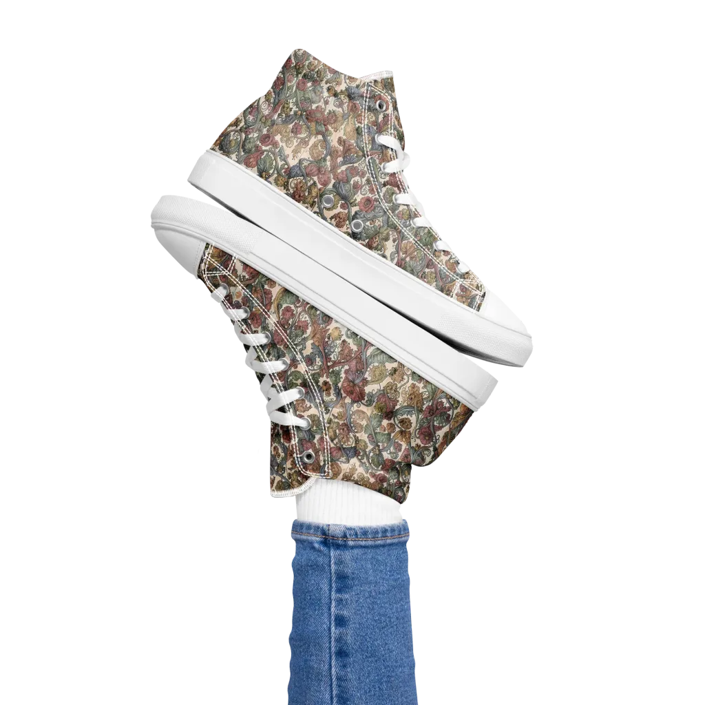 Velvet Herbarium on Women's High Top Canvas Shoes — Left