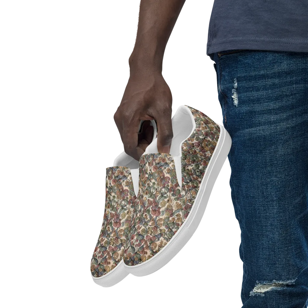 Velvet Herbarium on Men's Slip-On Canvas Shoes — Left Front