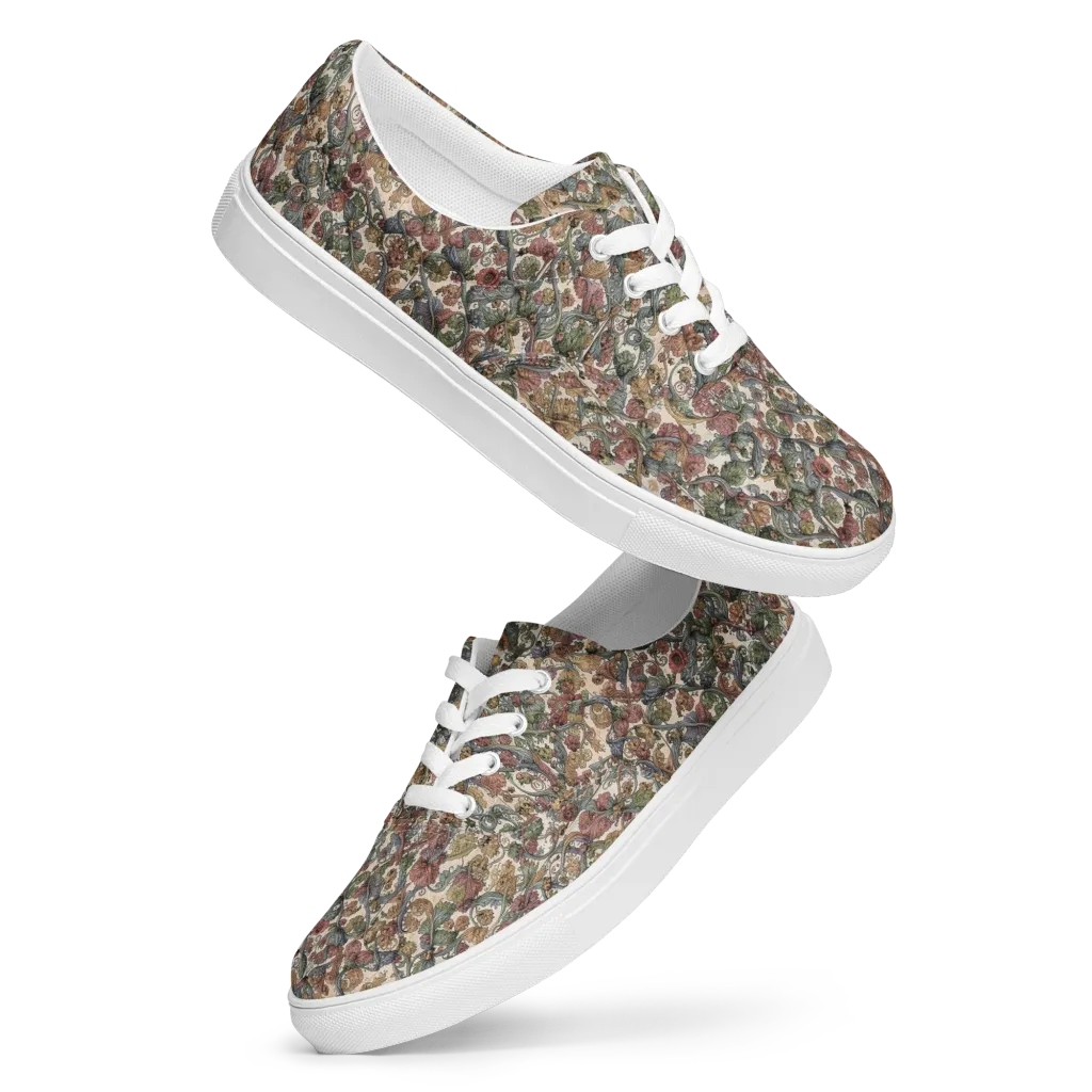 Velvet Herbarium on Men's Lace-Up Canvas Shoes — Front