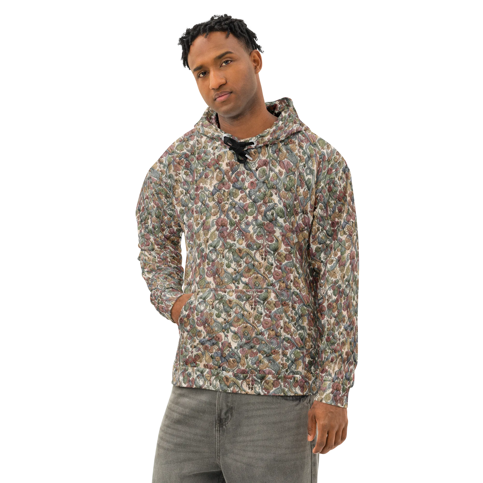 Velvet Herbarium on Cotton Hoodie — Left Front