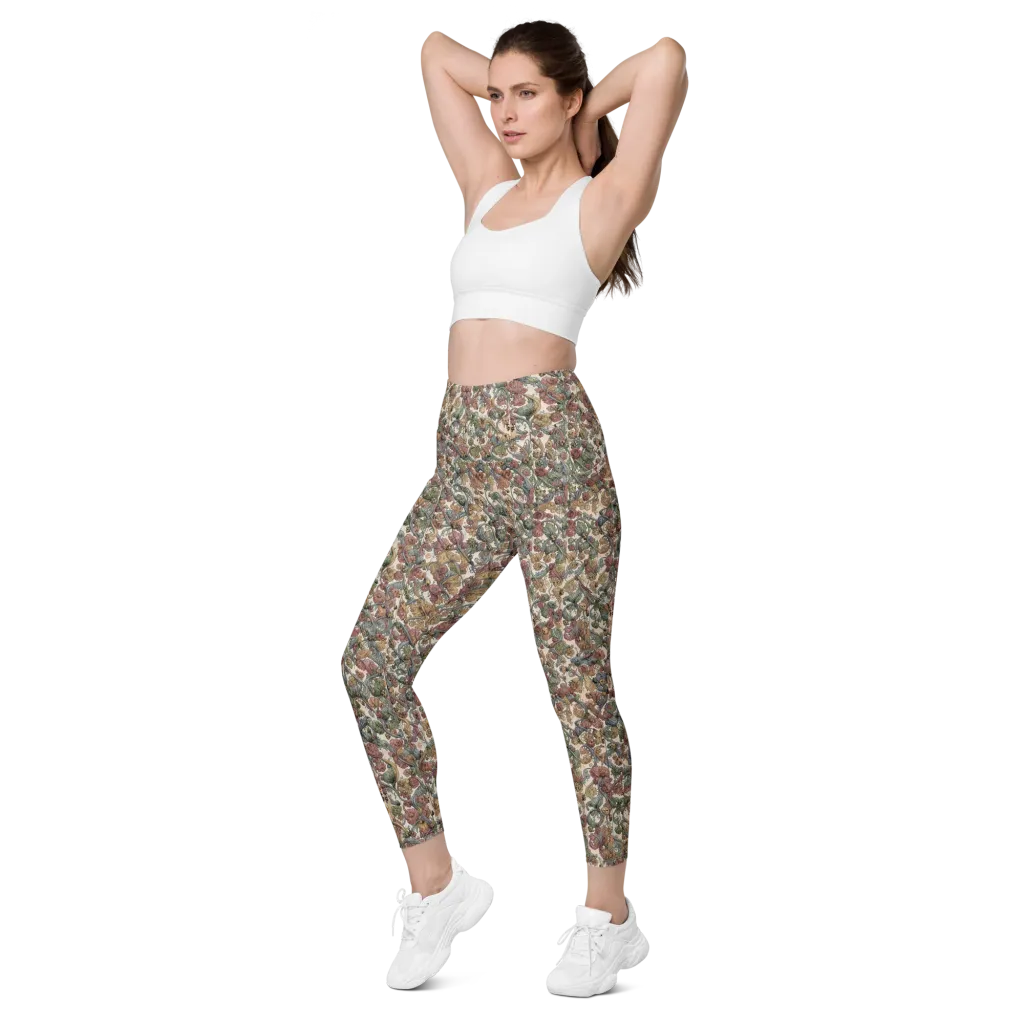 Velvet Herbarium on Leggings with Pockets — Left Front