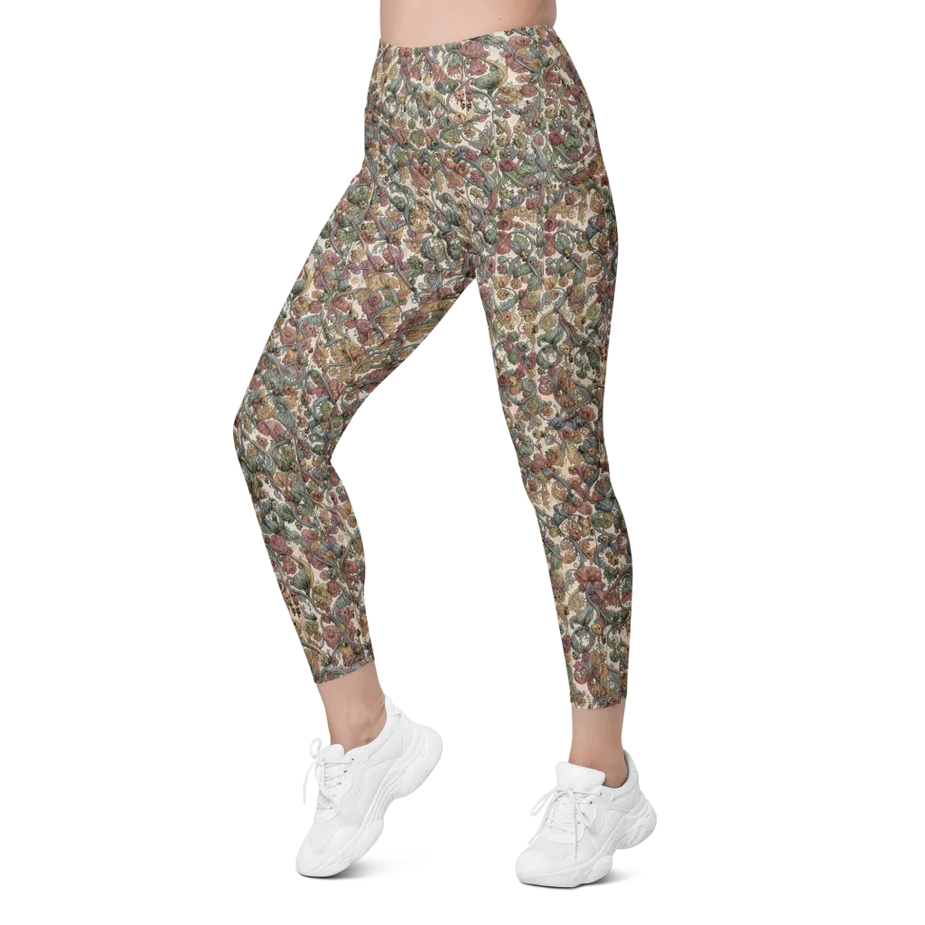 Velvet Herbarium on Leggings with Pockets — Left Front
