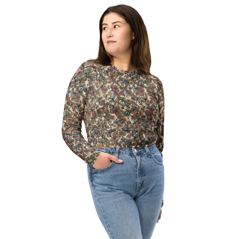Velvet Herbarium on Long Sleeve Crop Top — Front