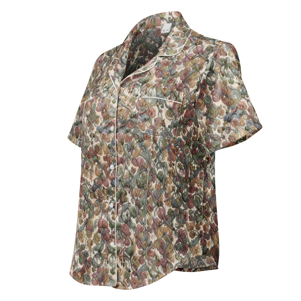 Velvet Herbarium on Women's Short Sleeve Pajama Top — Left Front