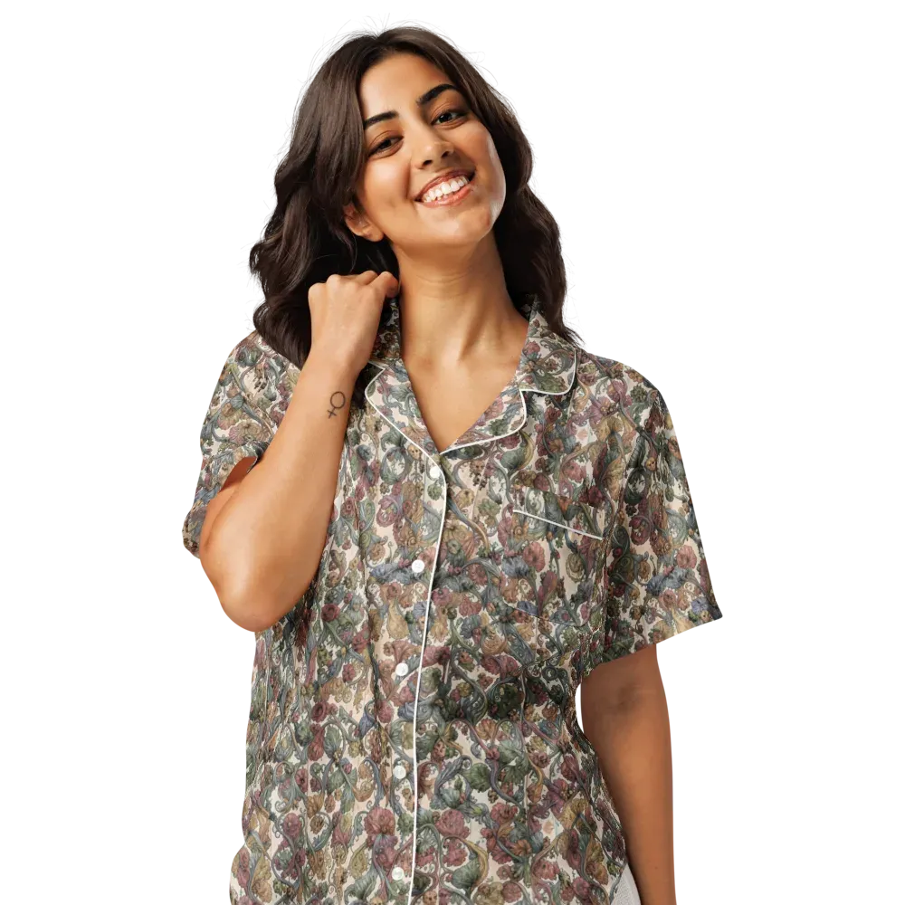 Velvet Herbarium on Women's Short Sleeve Pajama Top — Front
