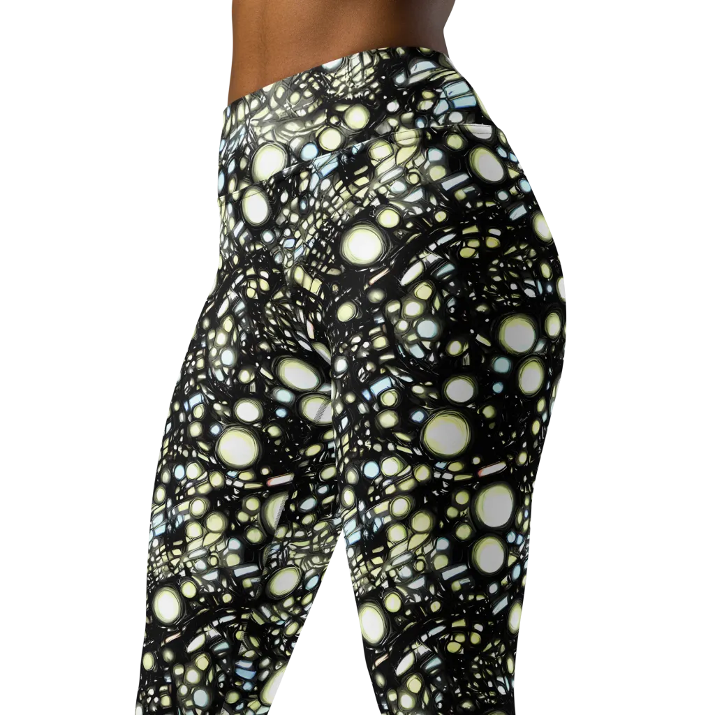 Electric Geode on Yoga Leggings — Left Front