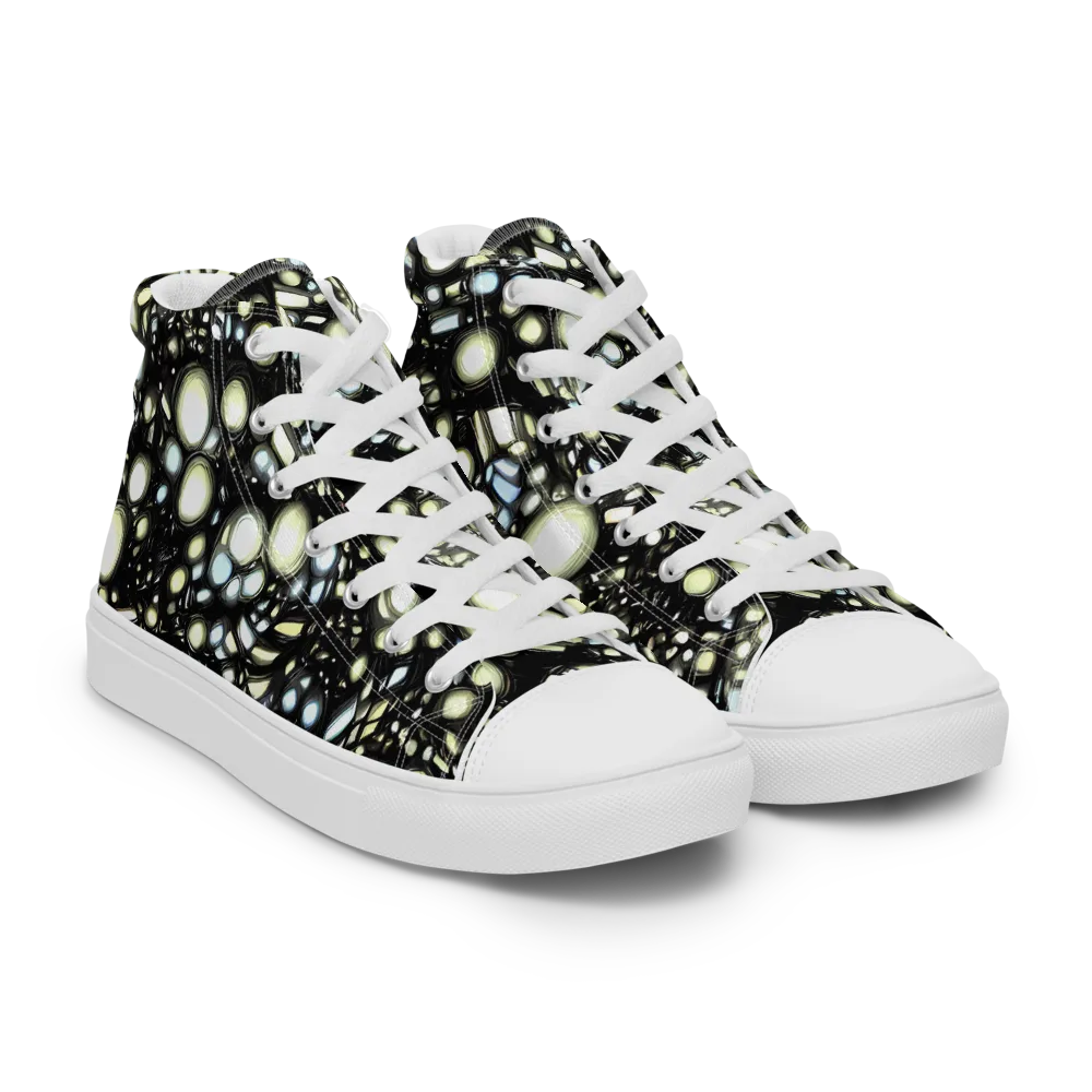 Electric Geode on Men's High Top Canvas Shoes — Right Front