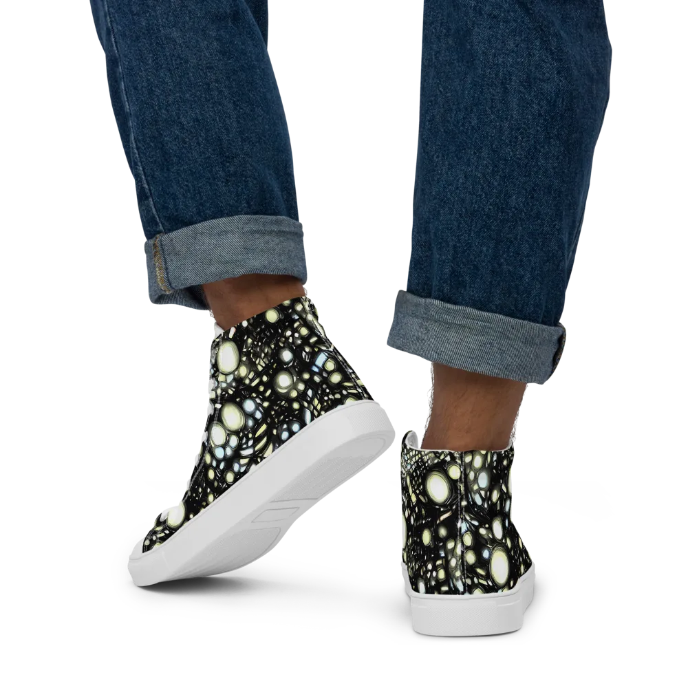 Electric Geode on Men's High Top Canvas Shoes — Back