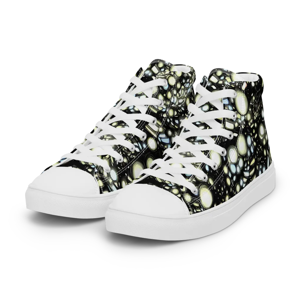 Electric Geode on Women's High Top Canvas Shoes — Left Front