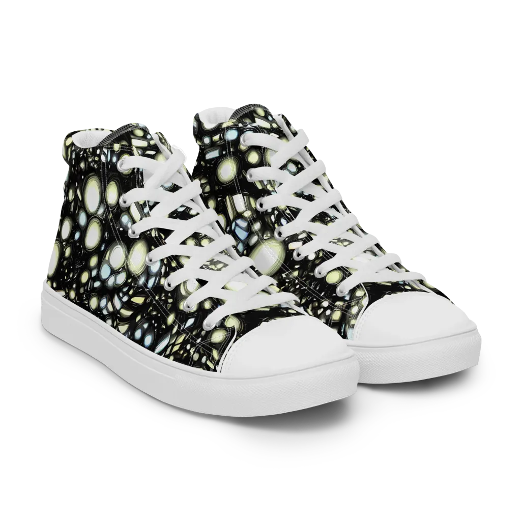 Electric Geode on Women's High Top Canvas Shoes — Right Front